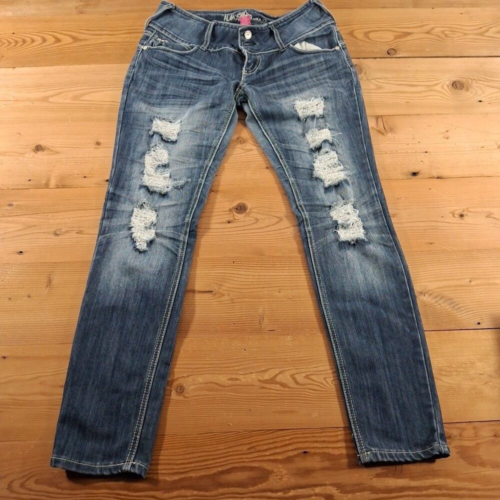 Y2k Almost Famous Jeans We omens Size 11 Distressed Blue